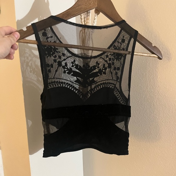 Velvet and Lace Crop Top - Picture 2 of 2